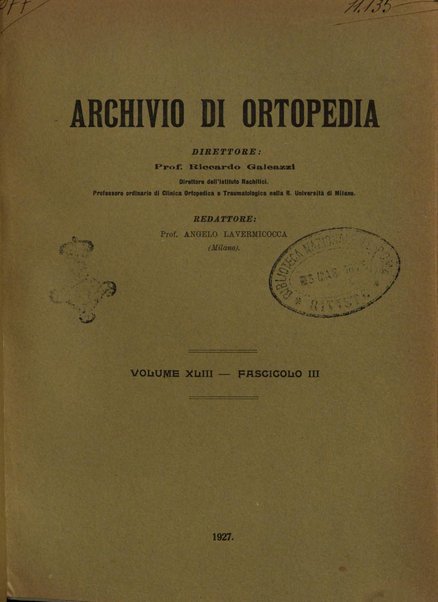 Archivio di ortopedia pubblicazione ufficiale del Pio istituto dei rachitici <1924-1950>