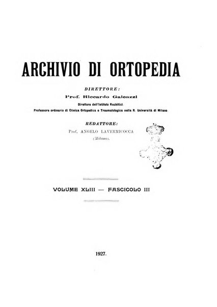 Archivio di ortopedia pubblicazione ufficiale del Pio istituto dei rachitici <1924-1950>