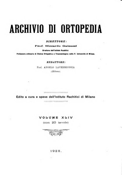 Archivio di ortopedia pubblicazione ufficiale del Pio istituto dei rachitici <1924-1950>