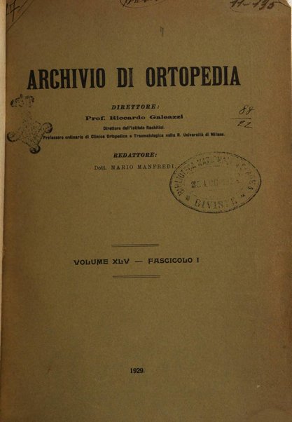 Archivio di ortopedia pubblicazione ufficiale del Pio istituto dei rachitici <1924-1950>