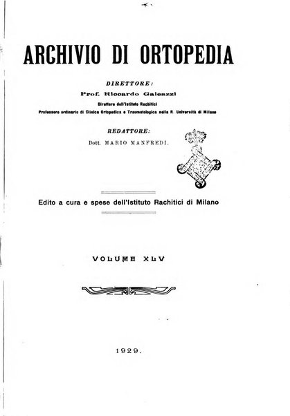 Archivio di ortopedia pubblicazione ufficiale del Pio istituto dei rachitici <1924-1950>