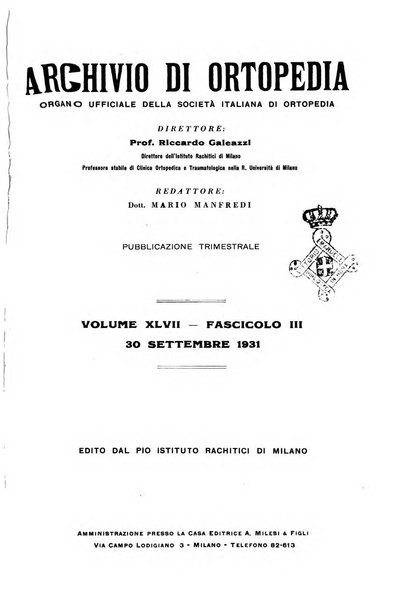 Archivio di ortopedia pubblicazione ufficiale del Pio istituto dei rachitici <1924-1950>