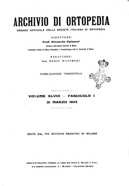 Archivio di ortopedia pubblicazione ufficiale del Pio istituto dei rachitici <1924-1950>