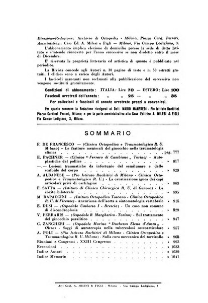 Archivio di ortopedia pubblicazione ufficiale del Pio istituto dei rachitici <1924-1950>