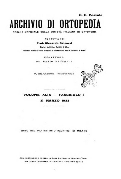 Archivio di ortopedia pubblicazione ufficiale del Pio istituto dei rachitici <1924-1950>