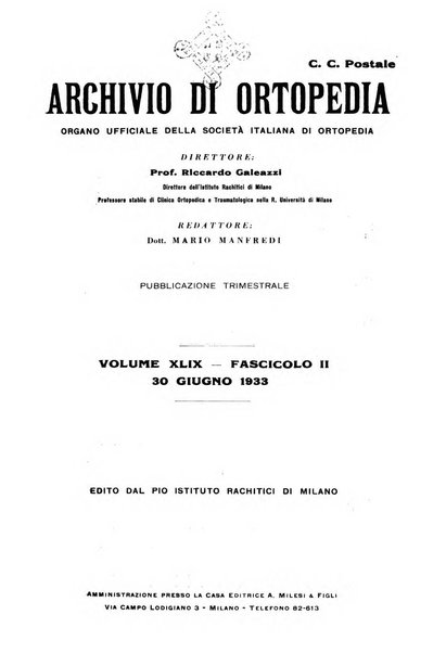 Archivio di ortopedia pubblicazione ufficiale del Pio istituto dei rachitici <1924-1950>