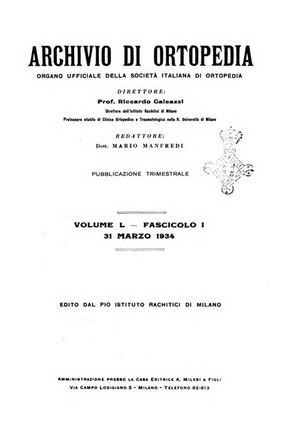 Archivio di ortopedia pubblicazione ufficiale del Pio istituto dei rachitici <1924-1950>