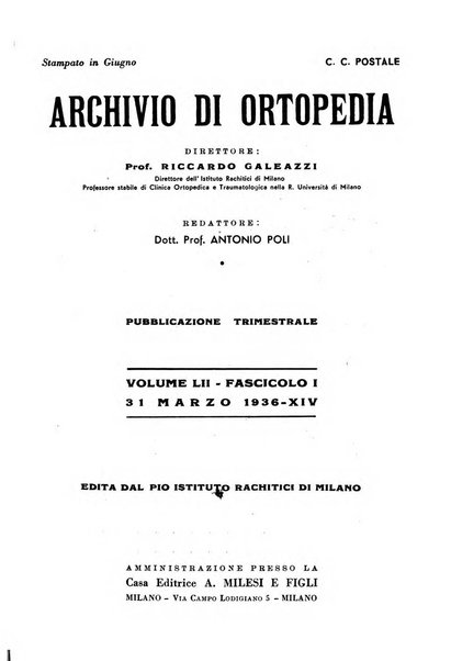 Archivio di ortopedia pubblicazione ufficiale del Pio istituto dei rachitici <1924-1950>