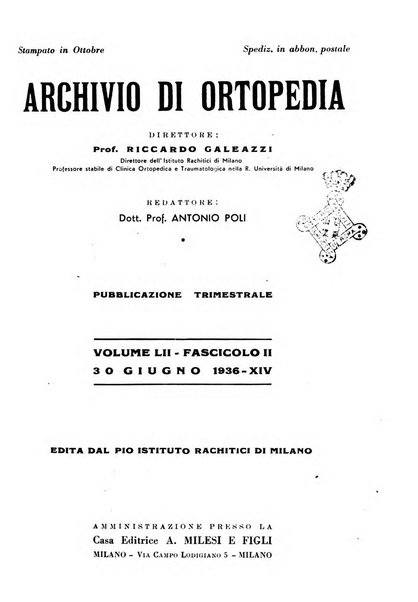 Archivio di ortopedia pubblicazione ufficiale del Pio istituto dei rachitici <1924-1950>