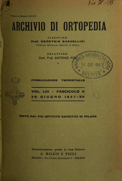 Archivio di ortopedia pubblicazione ufficiale del Pio istituto dei rachitici <1924-1950>