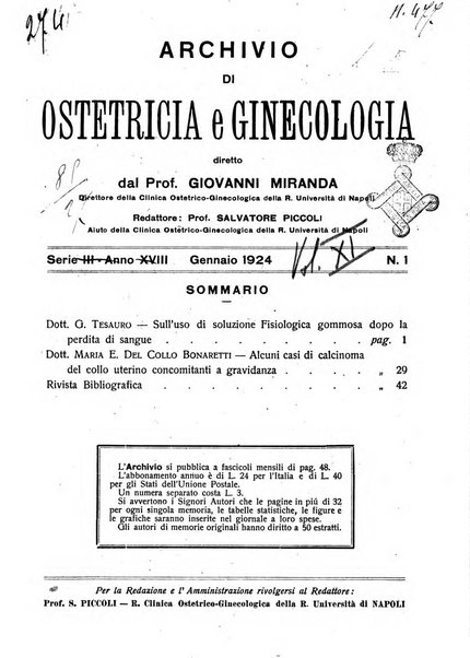 Archivio di ostetricia e ginecologia