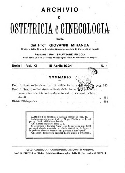 Archivio di ostetricia e ginecologia