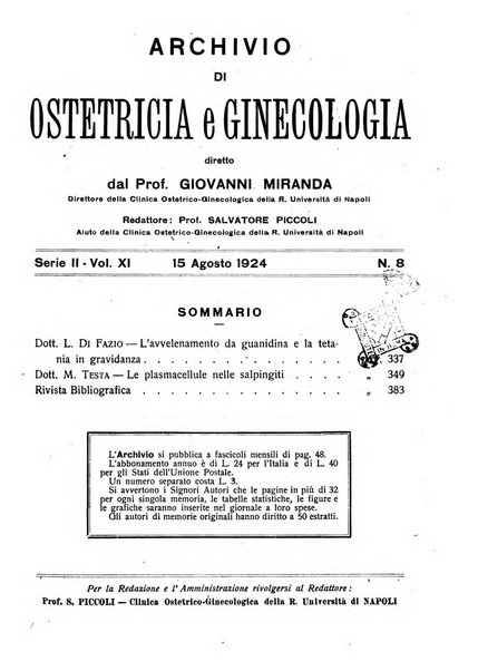 Archivio di ostetricia e ginecologia