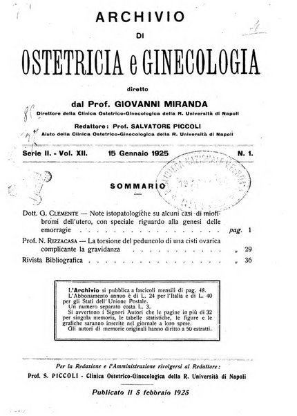 Archivio di ostetricia e ginecologia