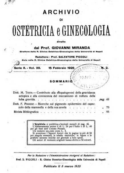 Archivio di ostetricia e ginecologia