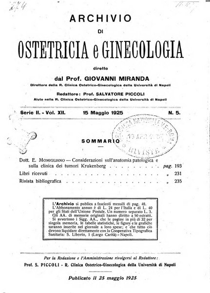 Archivio di ostetricia e ginecologia