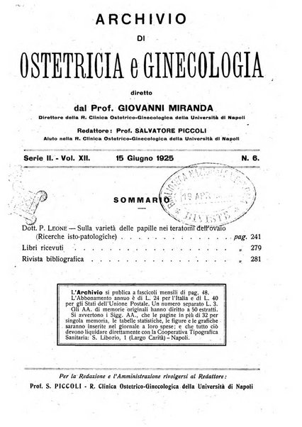 Archivio di ostetricia e ginecologia