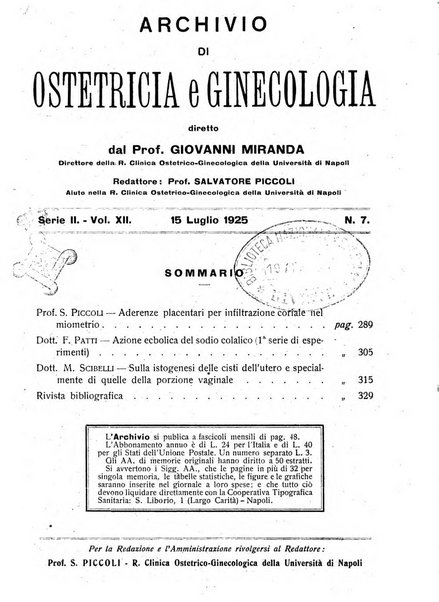 Archivio di ostetricia e ginecologia