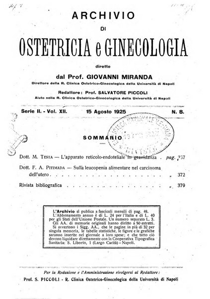 Archivio di ostetricia e ginecologia