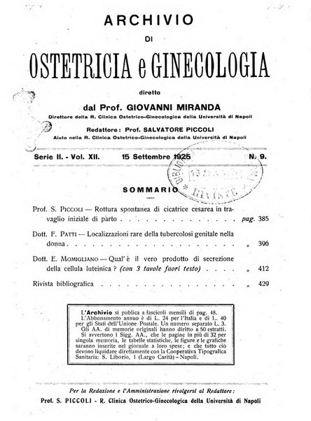 Archivio di ostetricia e ginecologia