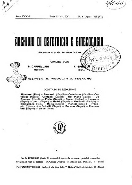 Archivio di ostetricia e ginecologia