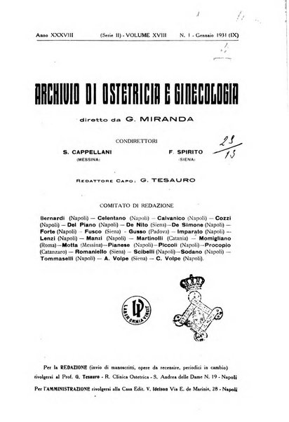 Archivio di ostetricia e ginecologia