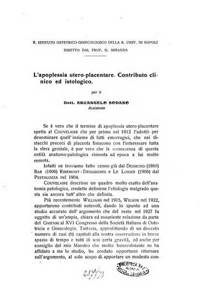 Archivio di ostetricia e ginecologia