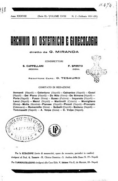 Archivio di ostetricia e ginecologia