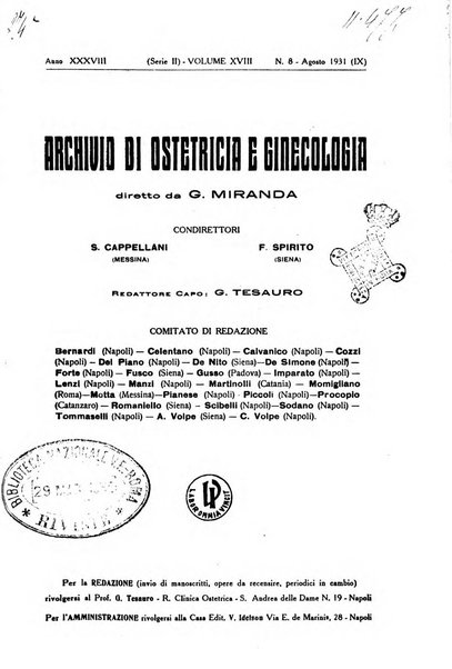 Archivio di ostetricia e ginecologia