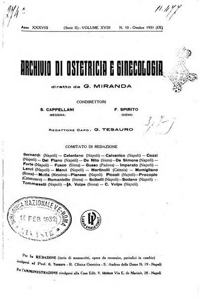 Archivio di ostetricia e ginecologia