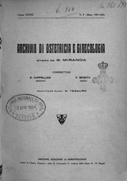 Archivio di ostetricia e ginecologia