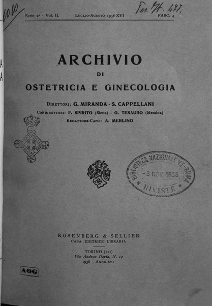 Archivio di ostetricia e ginecologia