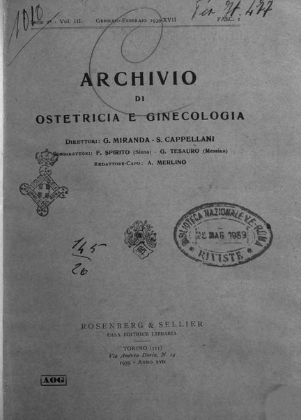 Archivio di ostetricia e ginecologia