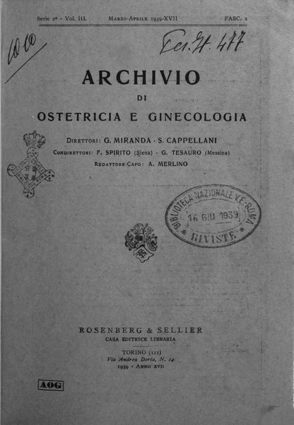 Archivio di ostetricia e ginecologia