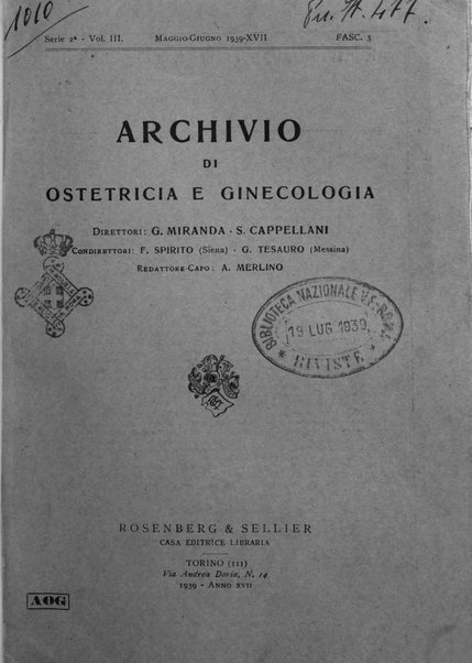 Archivio di ostetricia e ginecologia