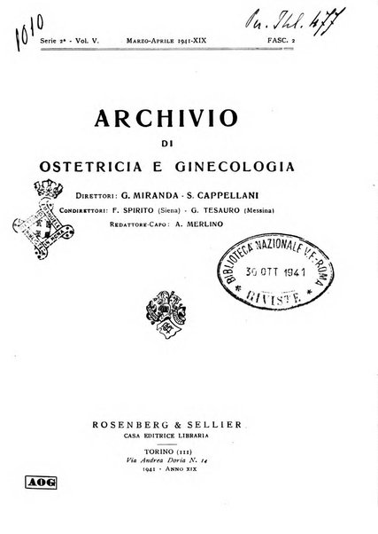 Archivio di ostetricia e ginecologia