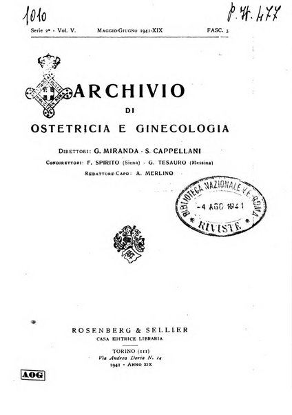 Archivio di ostetricia e ginecologia