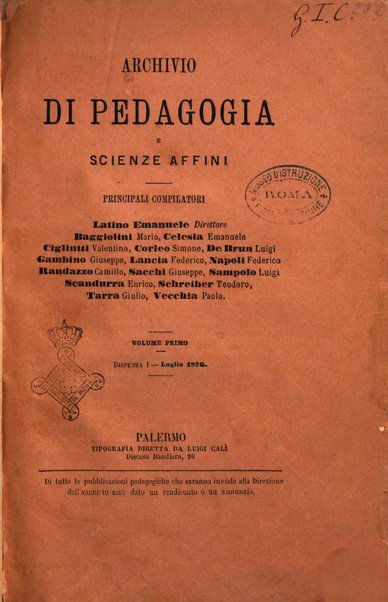 Archivio di pedagogia e scienze affini