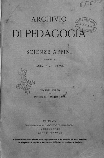 Archivio di pedagogia e scienze affini