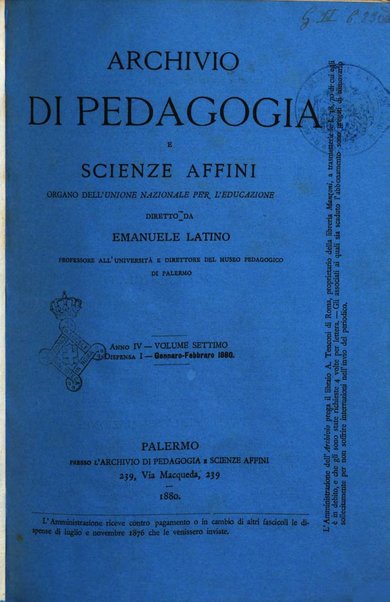 Archivio di pedagogia e scienze affini