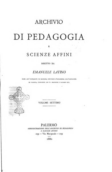 Archivio di pedagogia e scienze affini