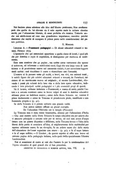 Archivio di pedagogia e scienze affini