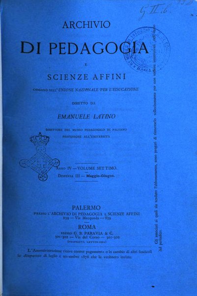 Archivio di pedagogia e scienze affini