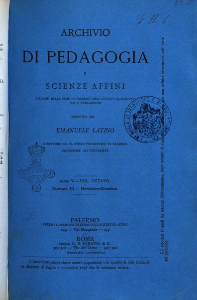 Archivio di pedagogia e scienze affini