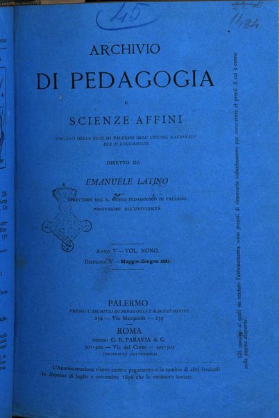 Archivio di pedagogia e scienze affini