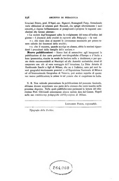 Archivio di pedagogia e scienze affini