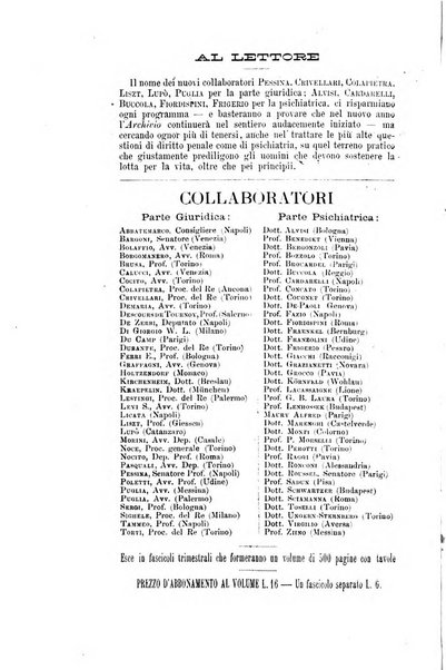 Archivio di psichiatria, scienze penali ed antropologia criminale per servire allo studio dell'uomo alienato e delinquente