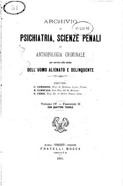 Archivio di psichiatria, scienze penali ed antropologia criminale per servire allo studio dell'uomo alienato e delinquente