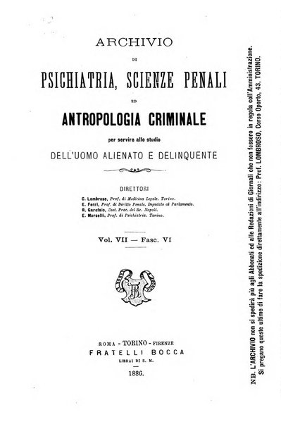 Archivio di psichiatria, scienze penali ed antropologia criminale per servire allo studio dell'uomo alienato e delinquente