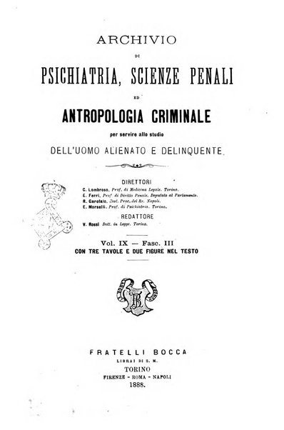 Archivio di psichiatria, scienze penali ed antropologia criminale per servire allo studio dell'uomo alienato e delinquente